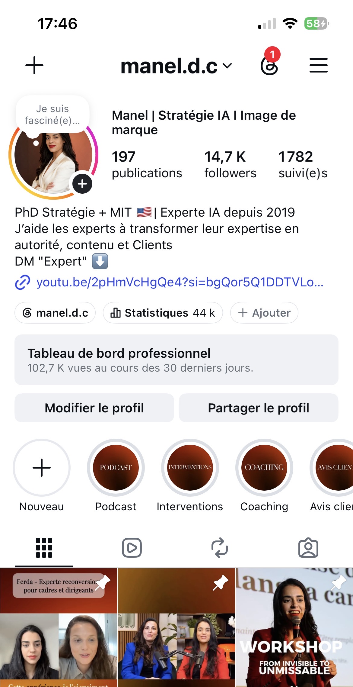 Profil à 14 700 abonnés